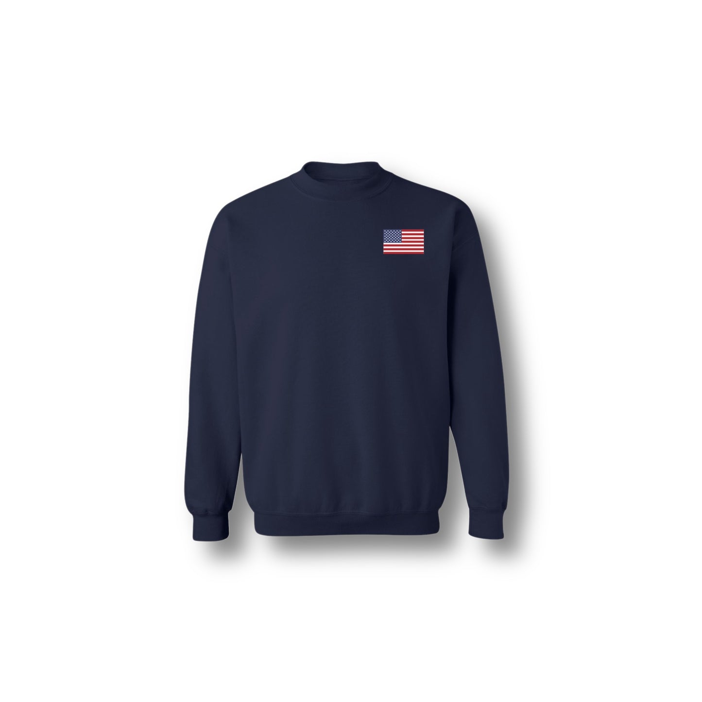 WITH LIBERTY AND JUSTICE FOR ALL CREWNECK NAVY