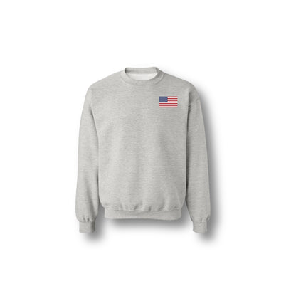 WITH LIBERTY AND JUSTICE FOR ALL CREWNECK ASH GREY