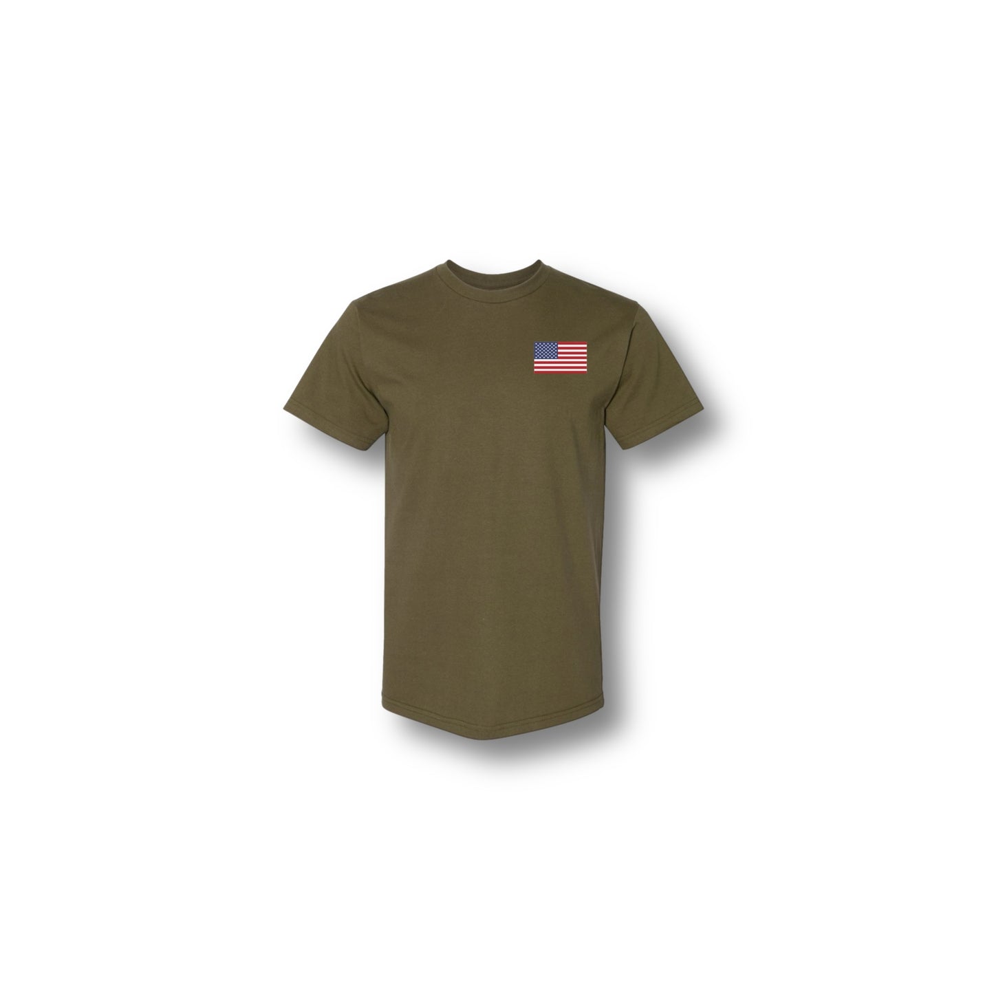 WITH LIBERTY AND JUSTICE FOR ALL T-SHIRT OLIVE